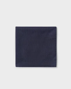 Dark Blue Silk Microtexture Pocket Square