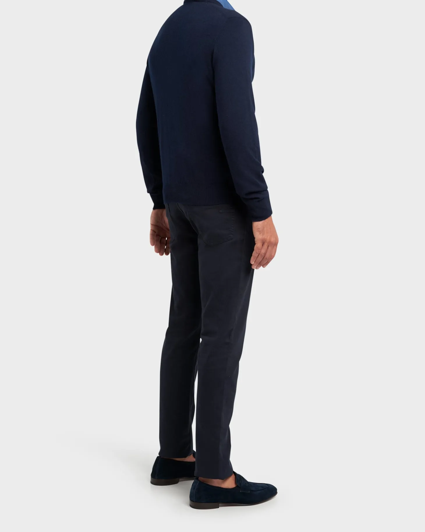 Dark Blue V Neck Knit Sweater