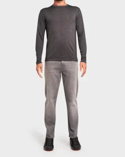 Dark Grey Pure Wool Crew Knit