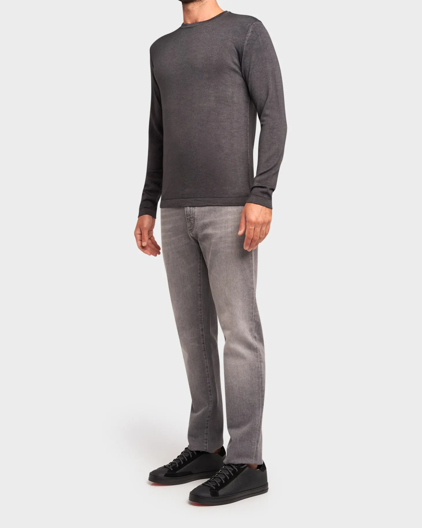 Dark Grey Pure Wool Crew Knit