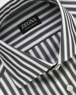 Dark Grey Striped Trofeo Comfort Cotton Shirt