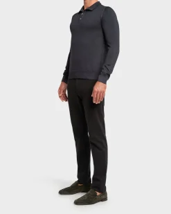 Dark Grey Vintage Dyed Polo Wool Knit