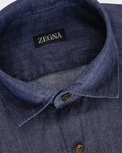 Dark Indigo Cotton Linen Shirt