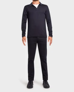 Dark Navy Pure Lambswool Polo Sweater