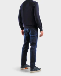 Dark Navy V Neck Wool Sweater