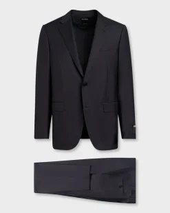 Deep Blue Check Pattern Wool Suit