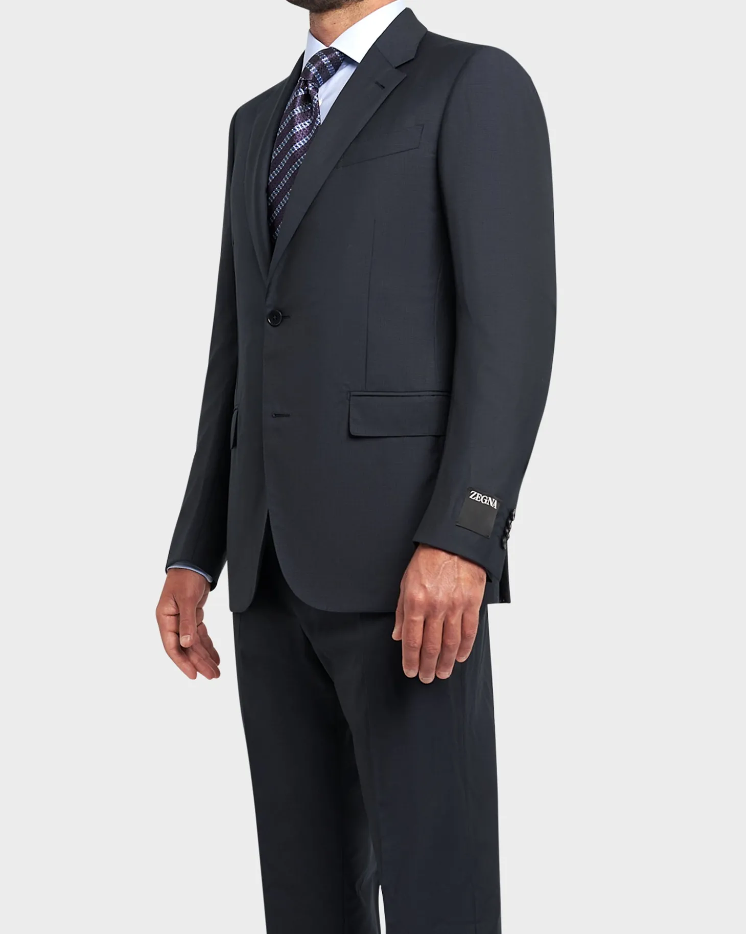 Deep Blue Check Pattern Wool Suit