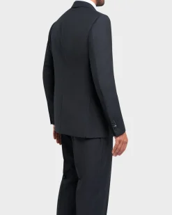 Deep Blue Check Pattern Wool Suit