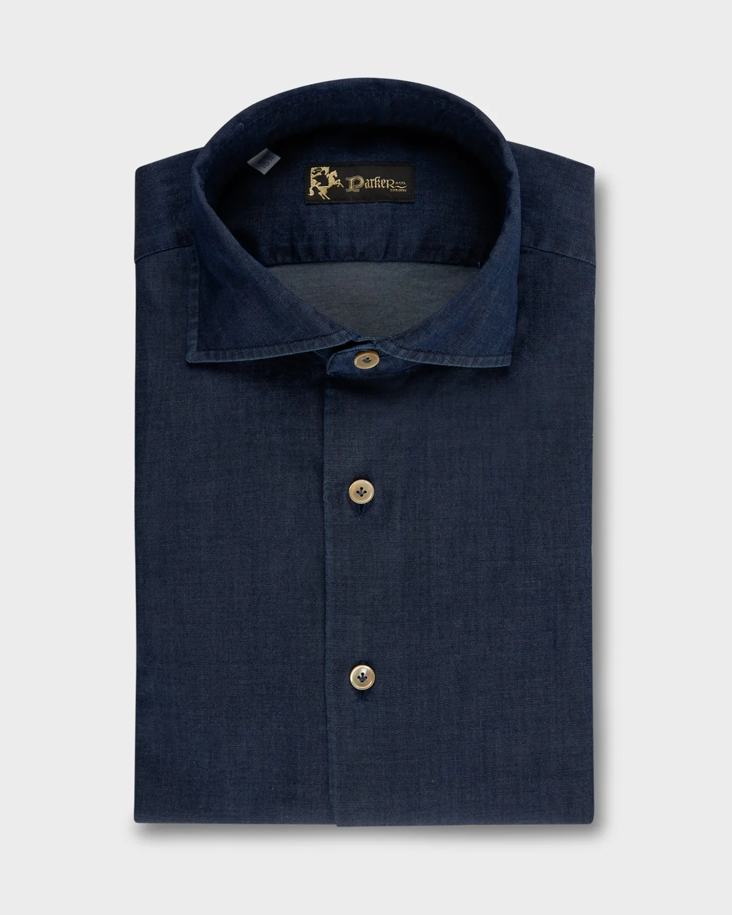 Deep Blue Cotton Stretch Denim Shirt