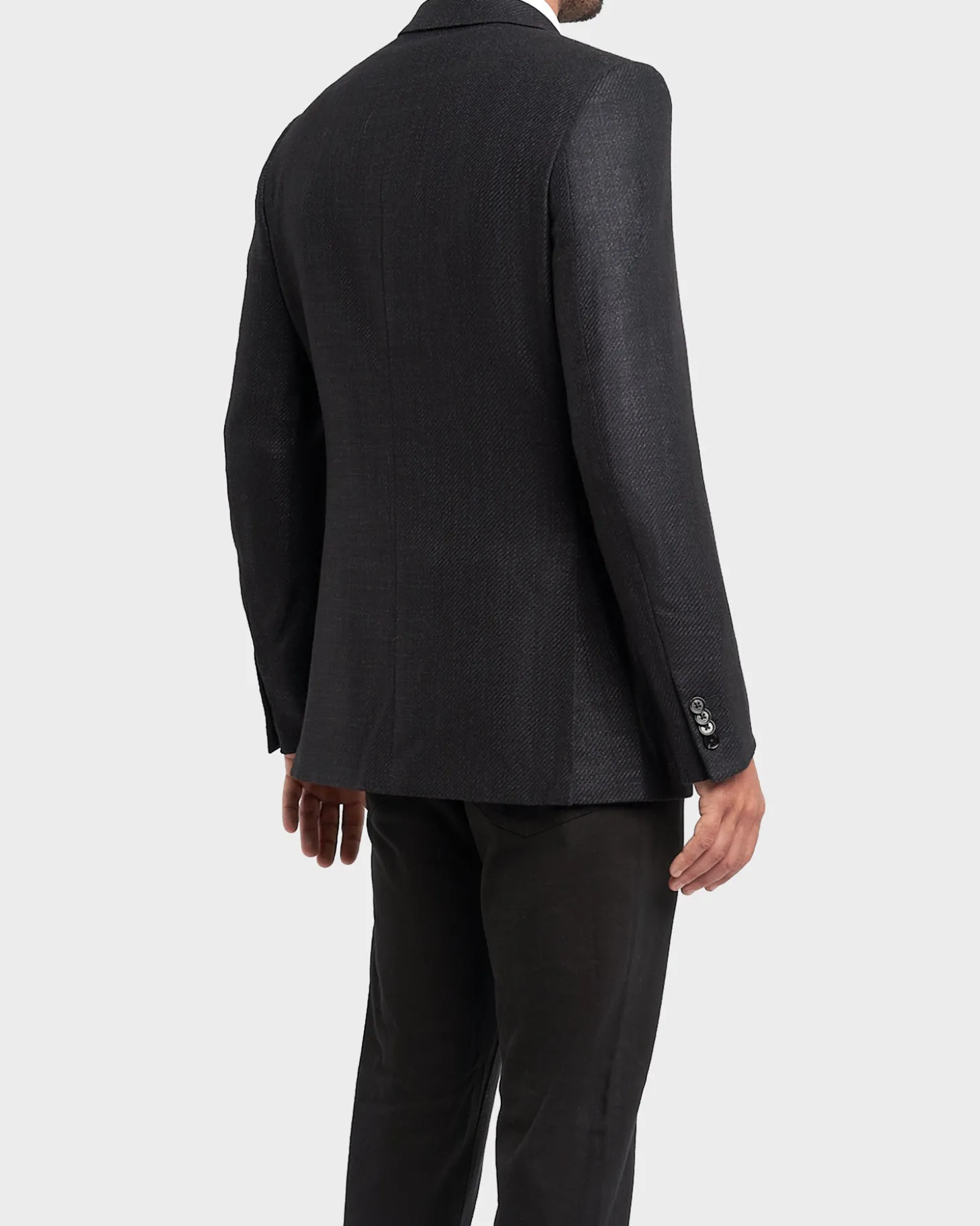 Deep Charcoal Large Twill Wool Silk Cashmere Sports Jacket