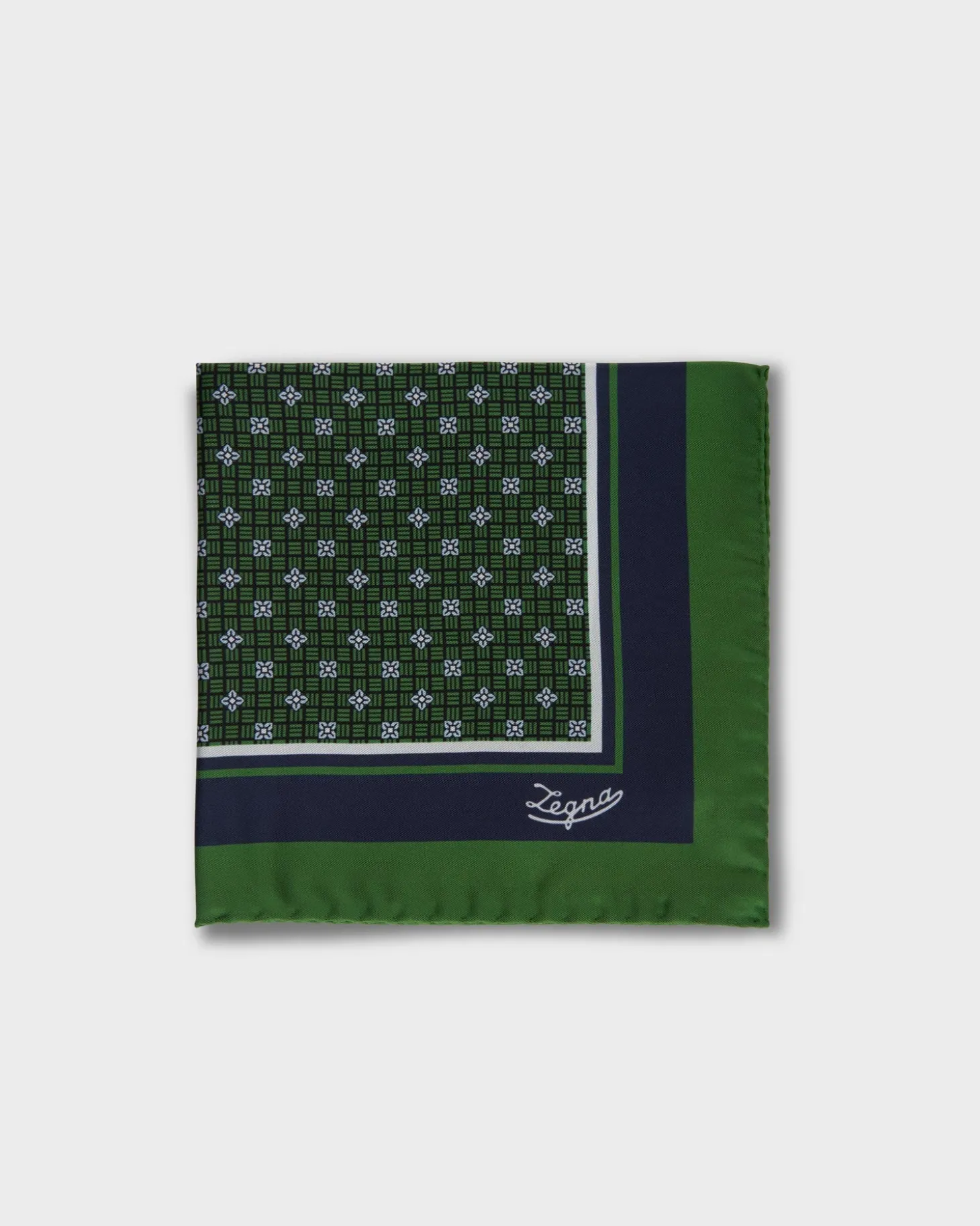 Emerald With Blue Floral Pocket Square