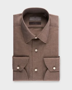 Exclusive Brown Cotton Alpaca Wool Shirt