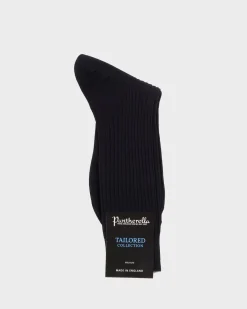Extra Fine Navy Cotton Calf Length Socks