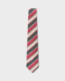 Fuschia Emerald And Ivory Diagonal Stripe Tie