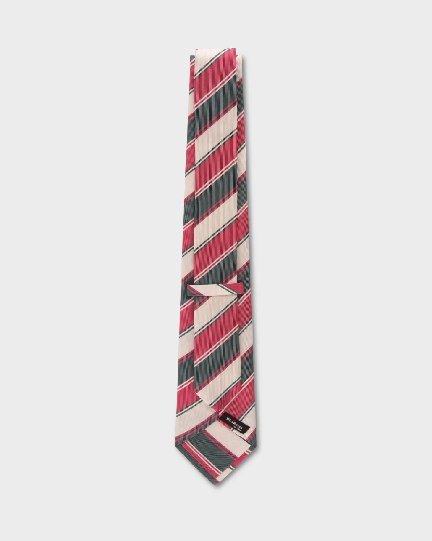 Fuschia Emerald And Ivory Diagonal Stripe Tie