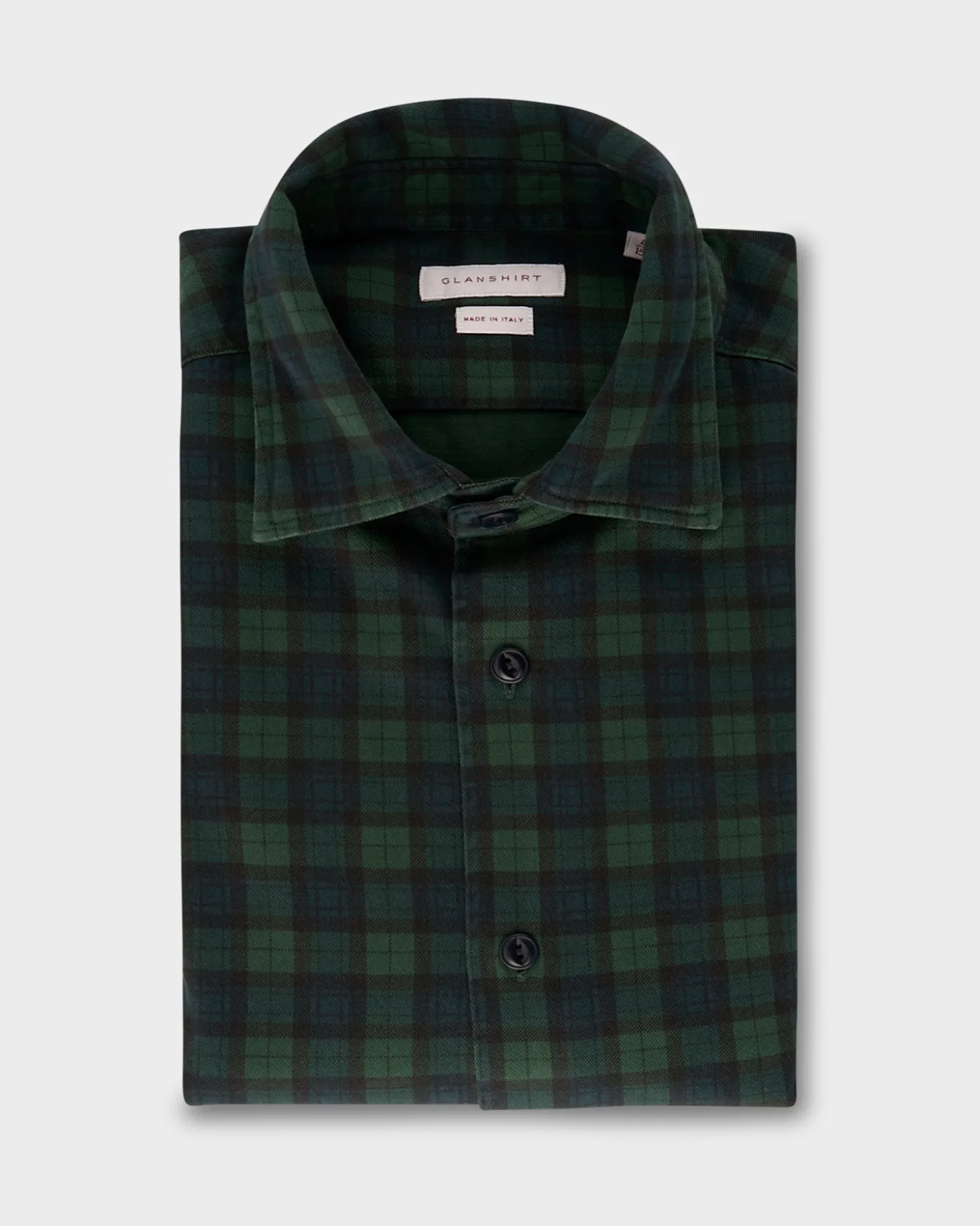 Green And Navy Cotton Wool Blend Check Shirt