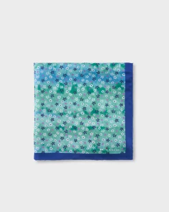 Green Floral Silk Pocket Square