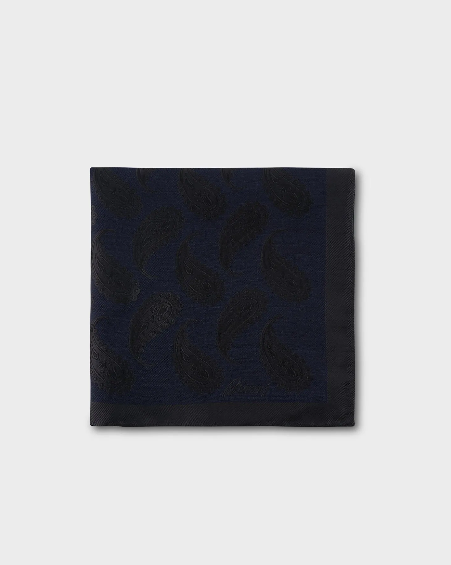 Grey And Blue Paisley Silk Pocket Square