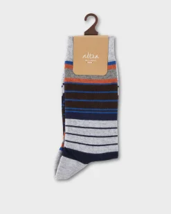 Grey And Multi Striped Socks