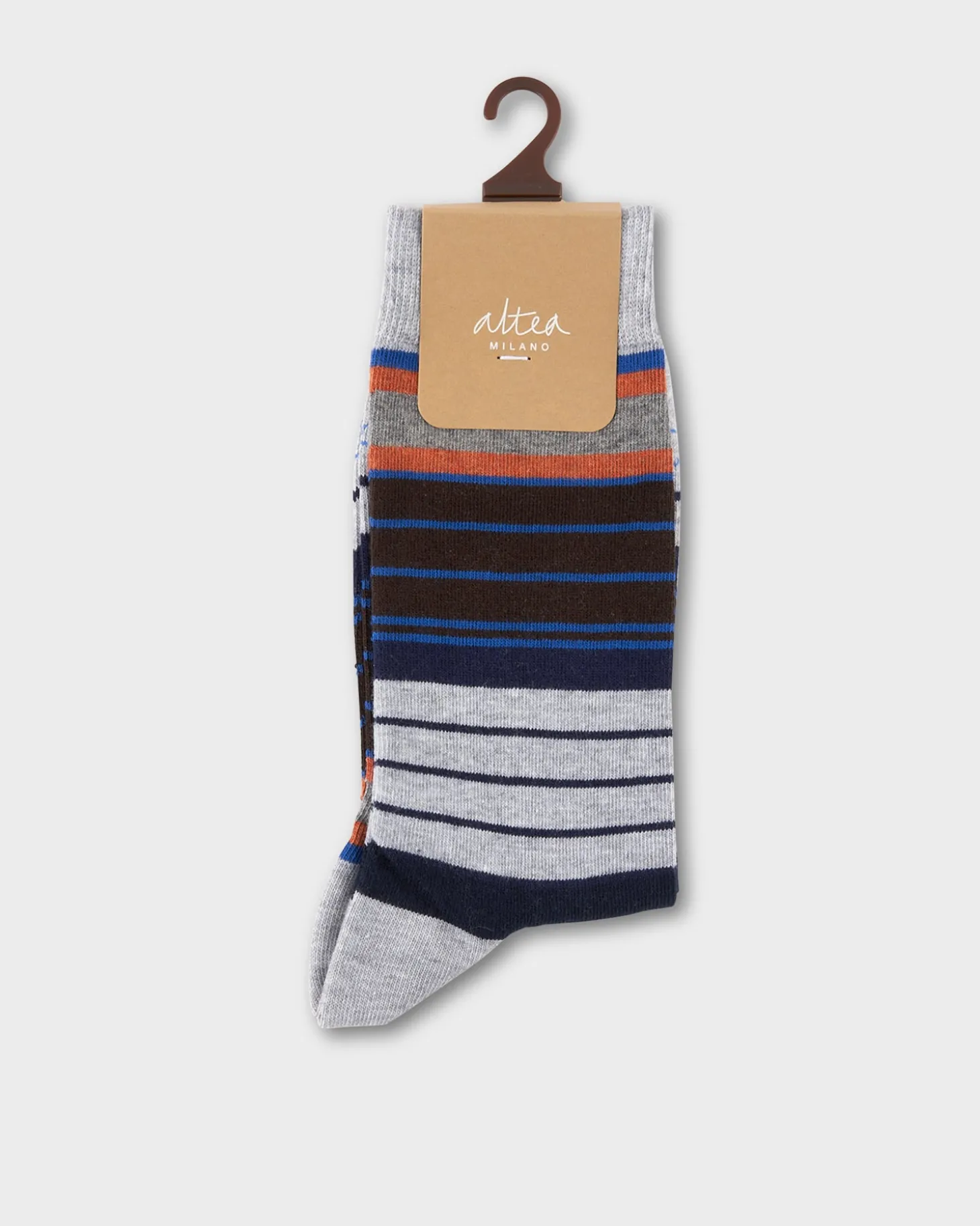 Grey And Multi Striped Socks