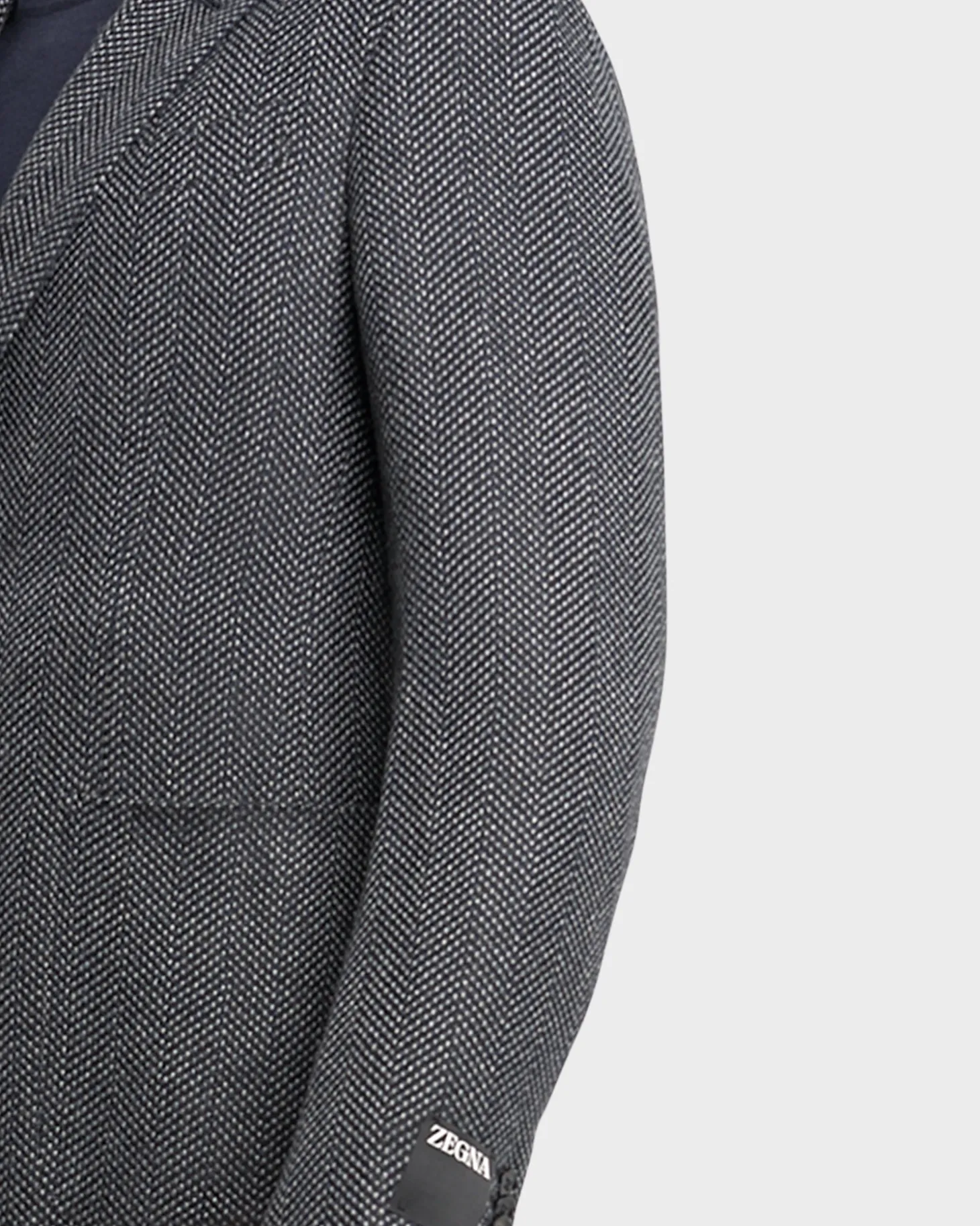 Grey And Navy Chevron Pattern Cashmere Sports Jacket