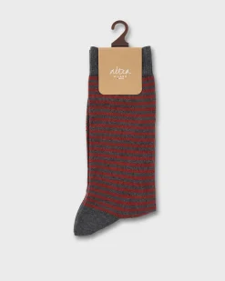 Grey And Red Stripe Socks