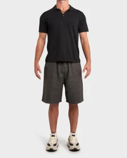 Grey Blue Pure Linen Shorts