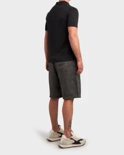 Grey Blue Pure Linen Shorts