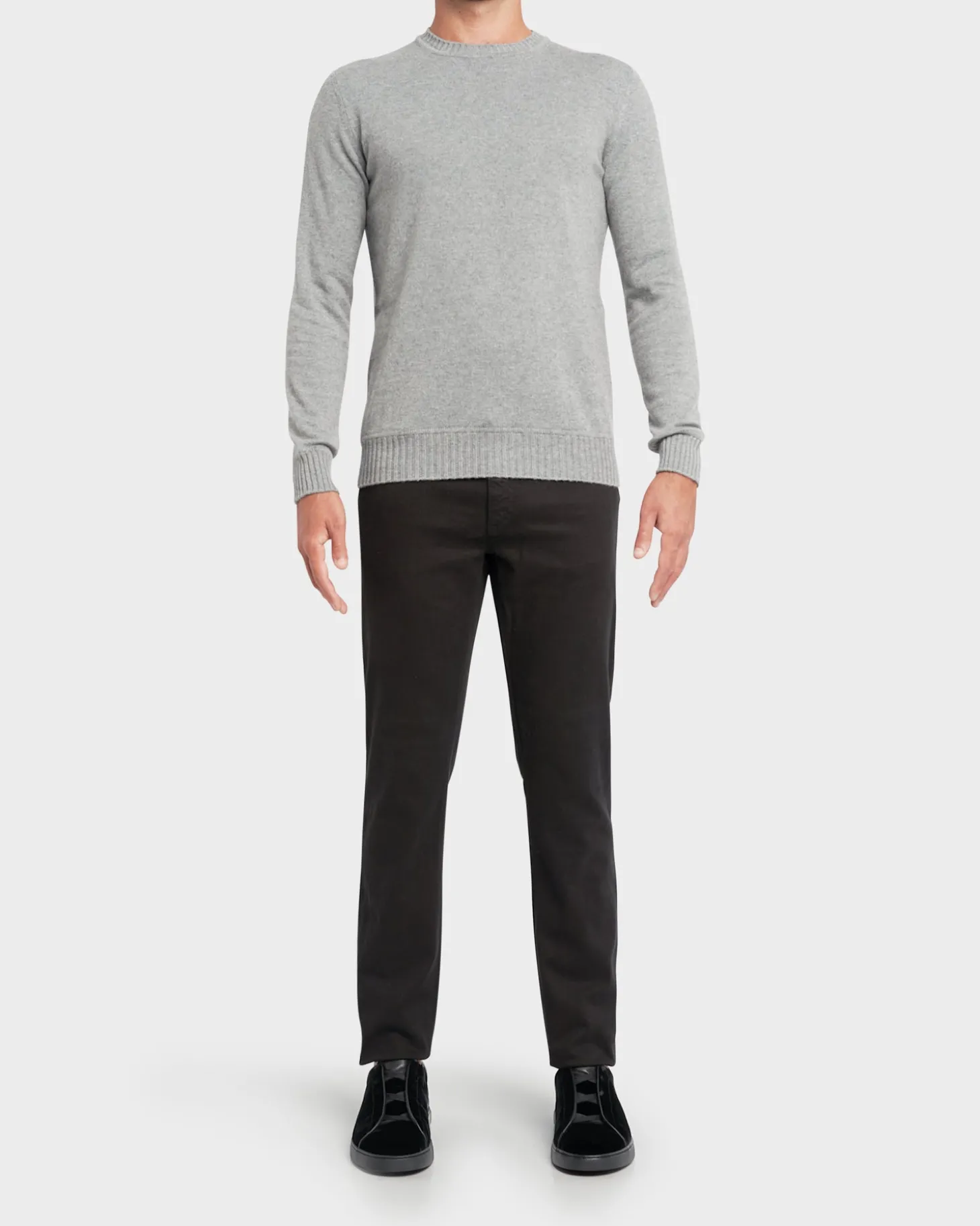 Grey Cashmere Cotton Knit Sweater