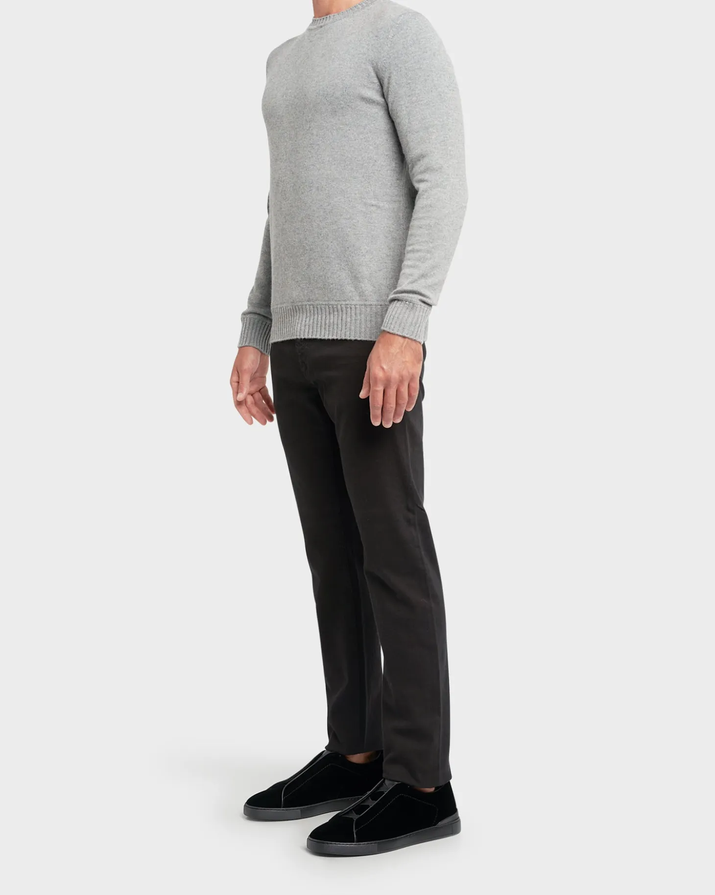 Grey Cashmere Cotton Knit Sweater
