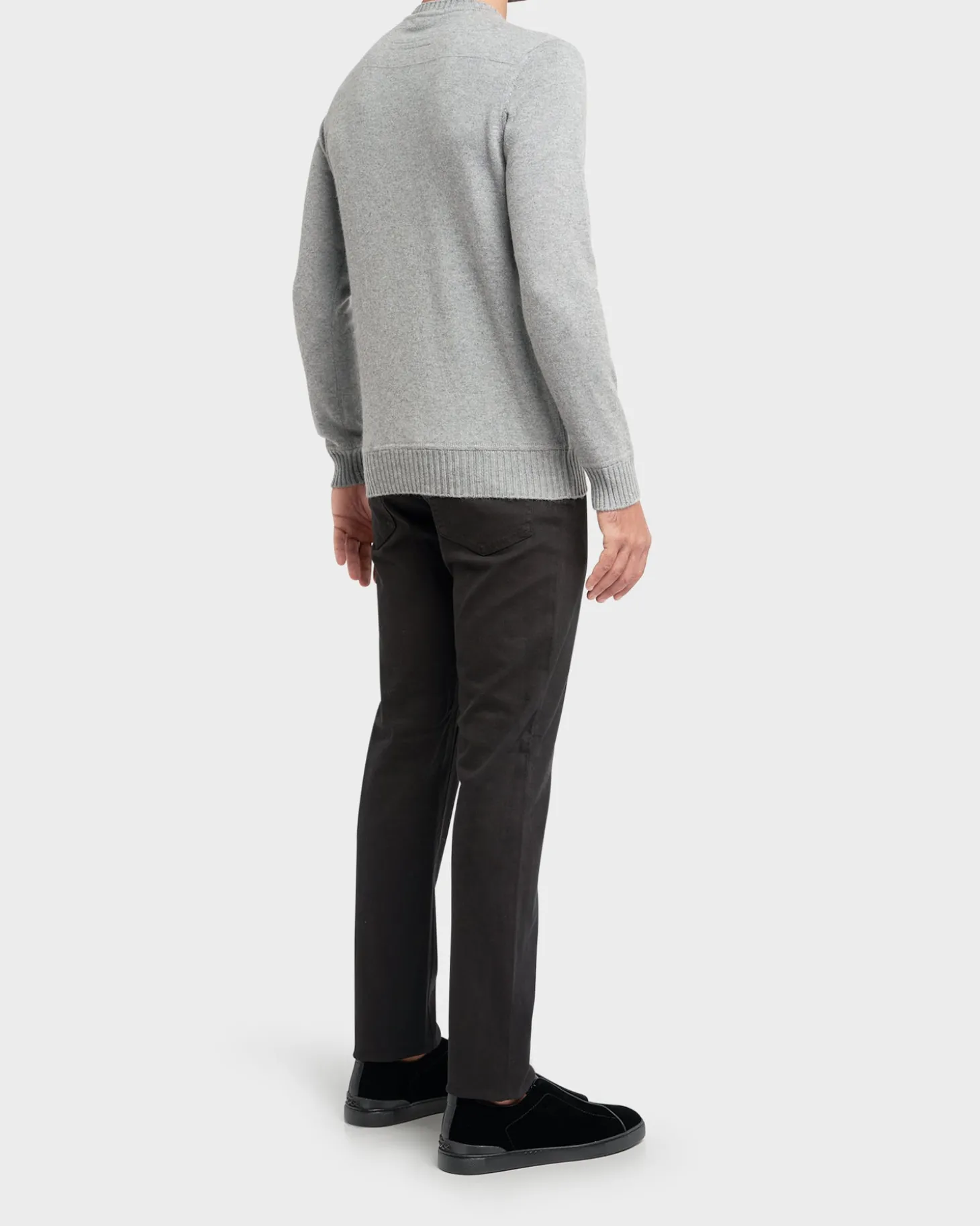 Grey Cashmere Cotton Knit Sweater
