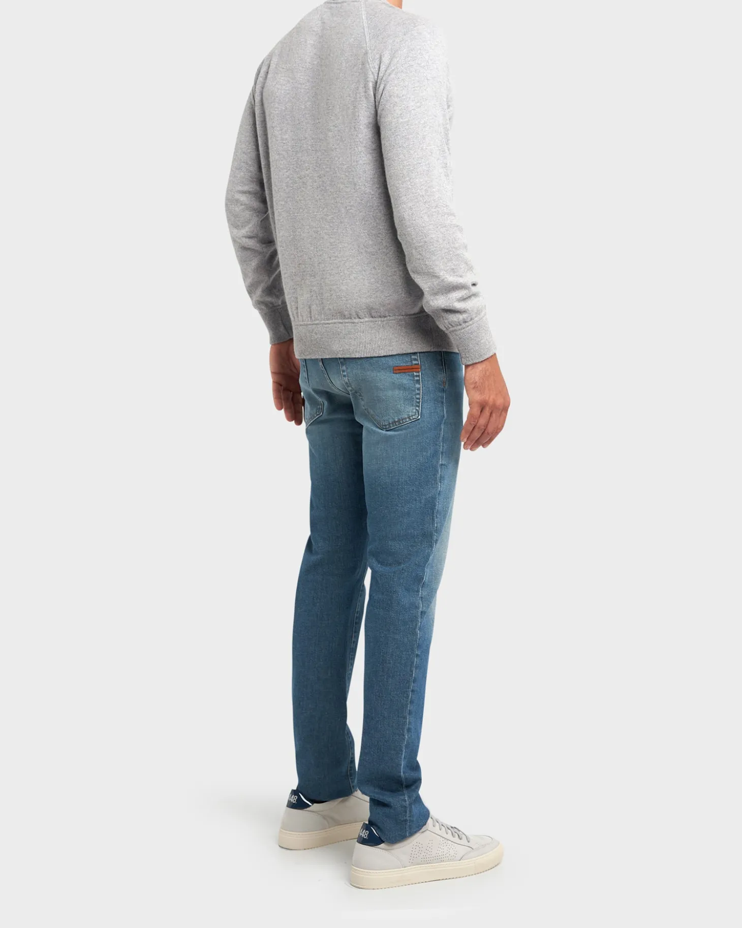 Grey Cashmere Crew Neck Sweater