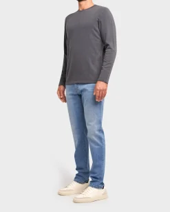 Grey Cashmere Wool Crew Neck Sweater