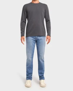 Grey Cashmere Wool Crew Neck Sweater