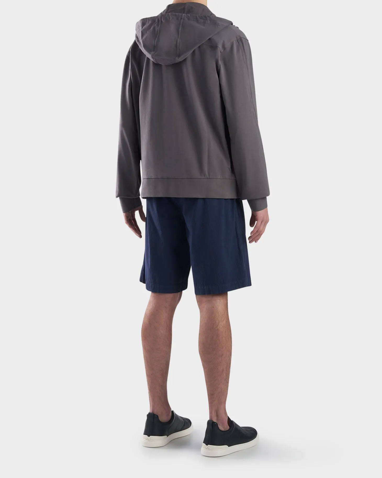 Grey Cotton Zip Hoodie