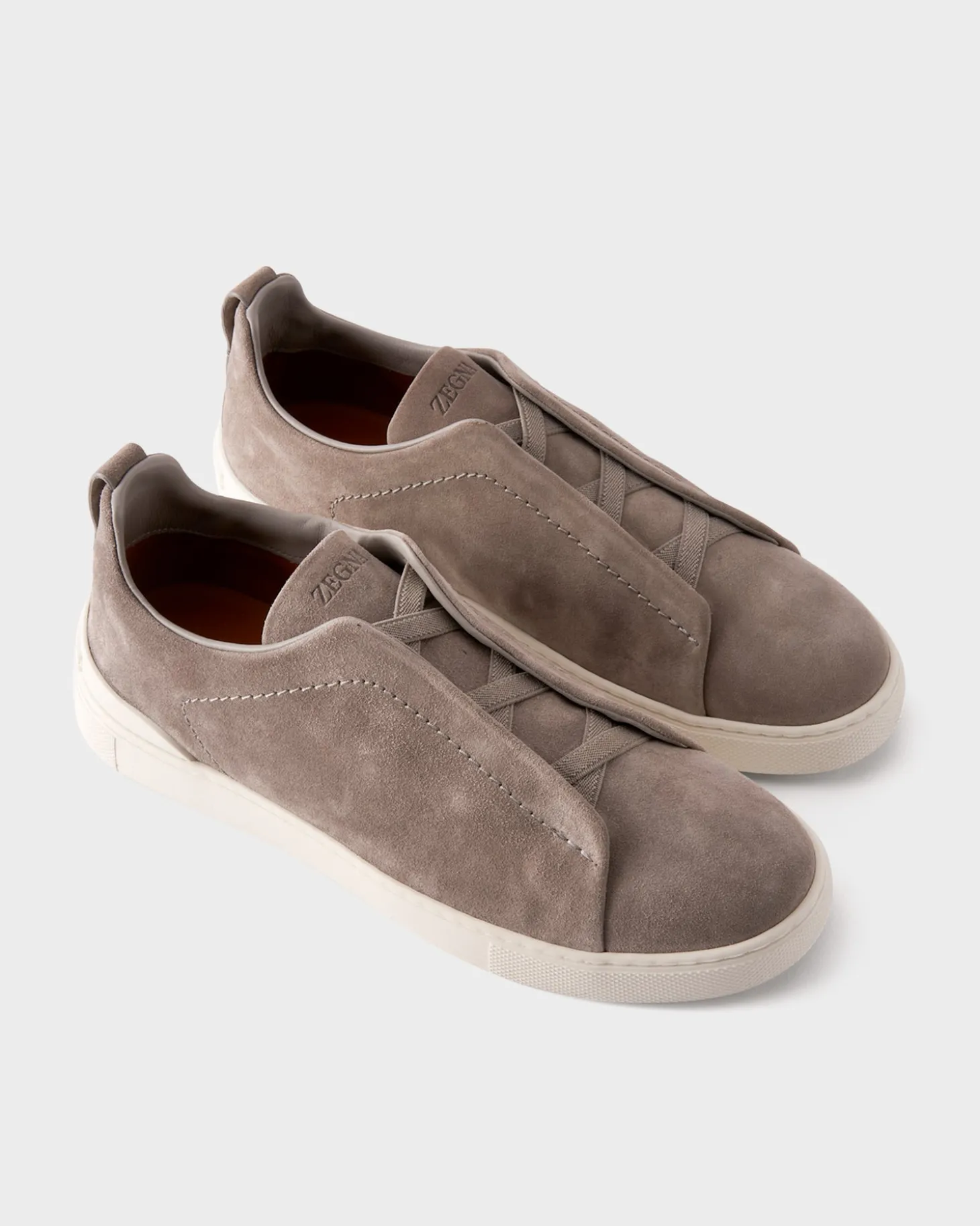 Grey Melange Suede Triple Stitch Sneakers