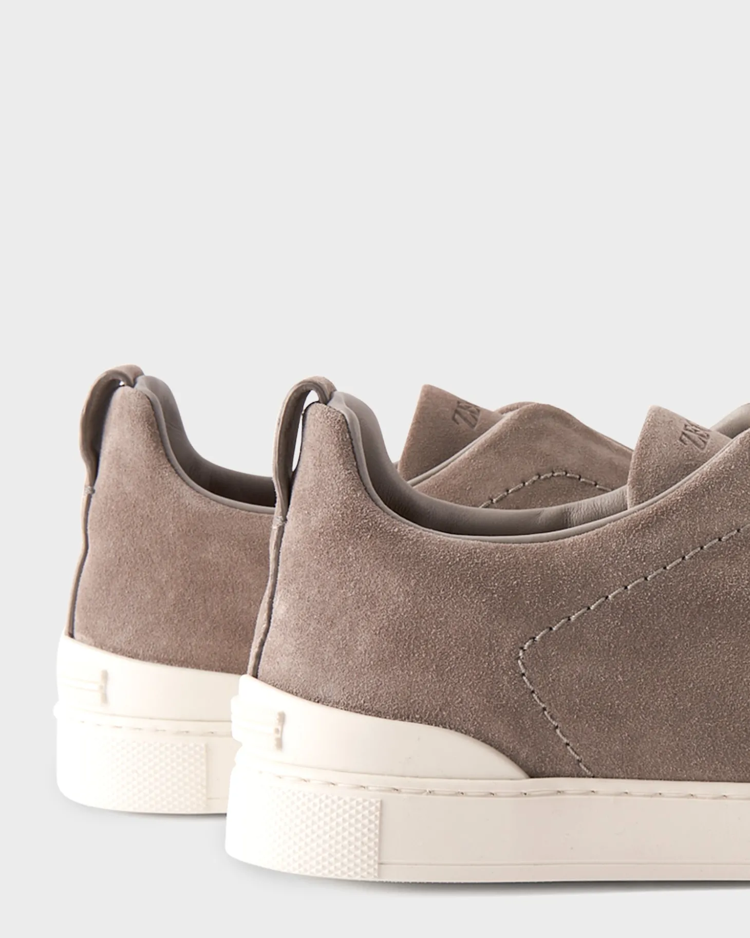 Grey Melange Suede Triple Stitch Sneakers