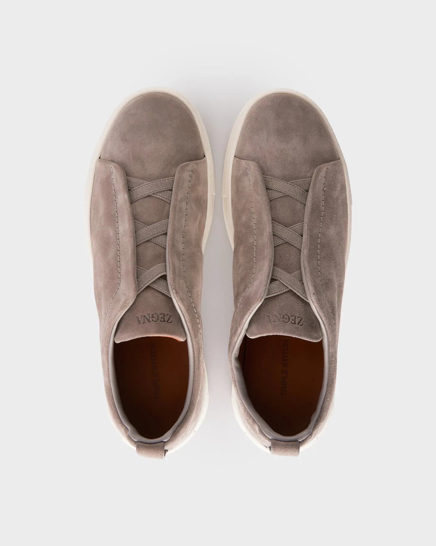 Grey Melange Suede Triple Stitch Sneakers