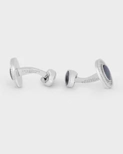 Hematite Cable Oval Sterling Silver Cufflinks