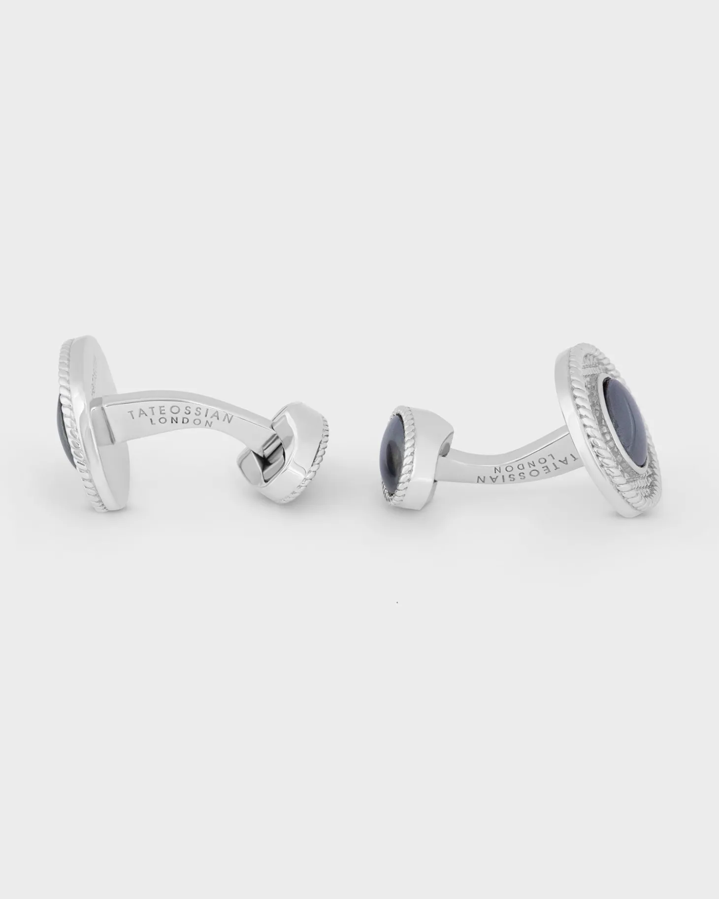 Hematite Cable Oval Sterling Silver Cufflinks
