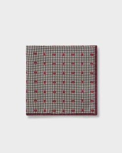 Houndstooth Red Polkadot Silk Pocket Square