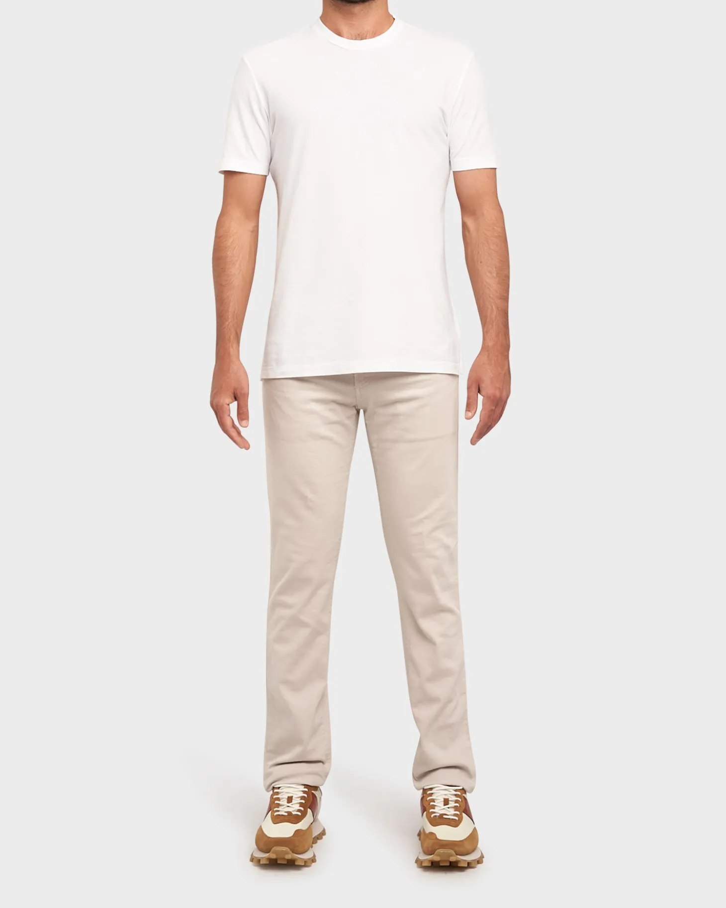 Ice Beige Stretch Denim Slim Fit Jeans