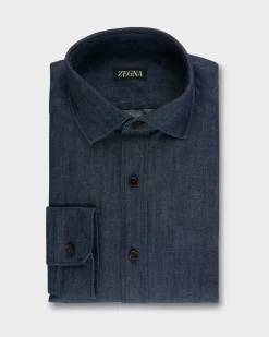 Indigo Blue Cotton Denim Shirt
