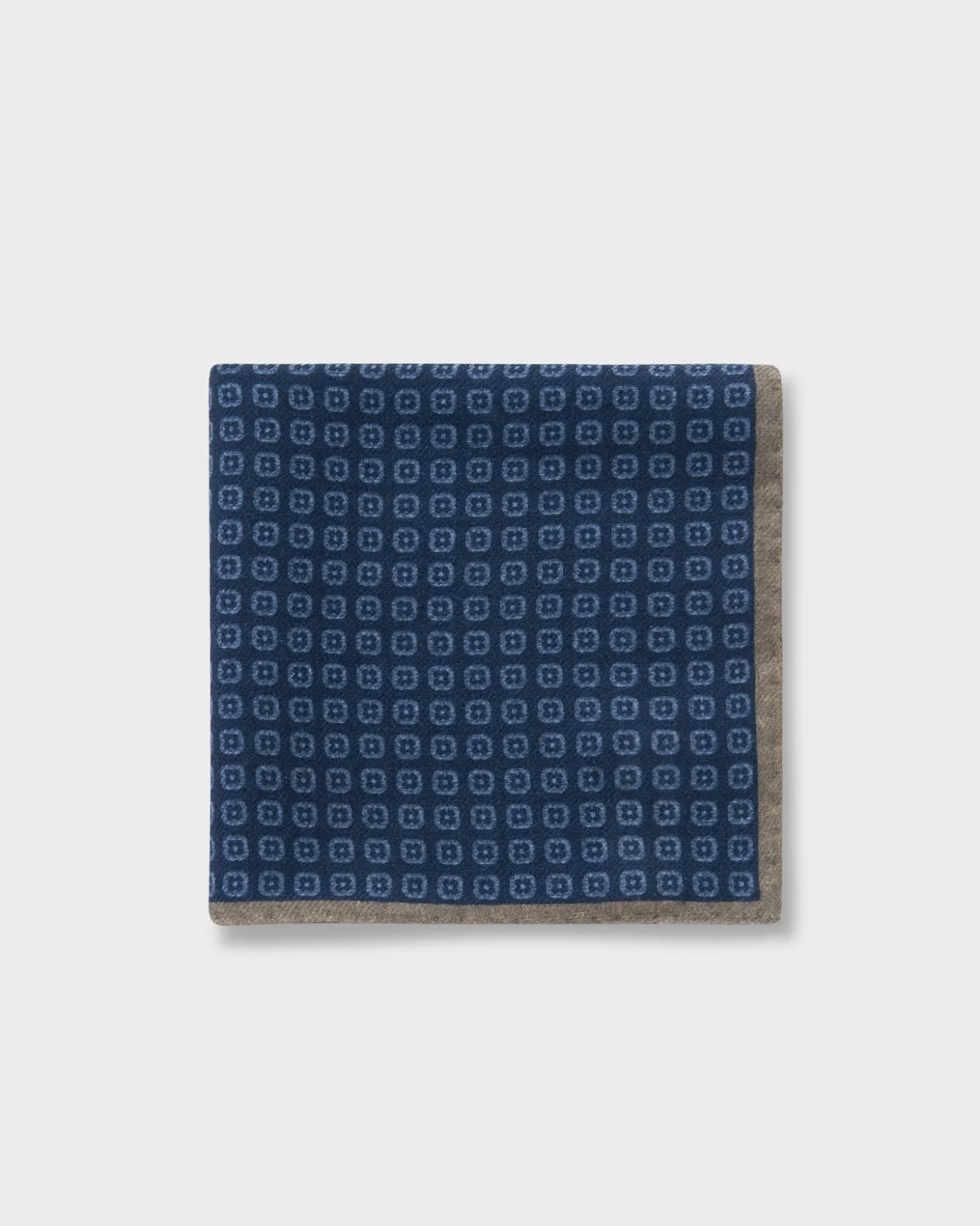 Indigo Flower Pattern Wool Pocket Square