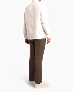 Ivory Cotton Linen Silk Cuban Collar Shirt