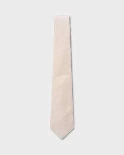 Ivory Silk Tie With Square Textured Pattern