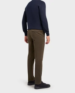 Khaki Green Cotton Stretch Chinos