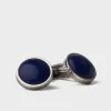 Lapis Cabochon Round Cufflinks