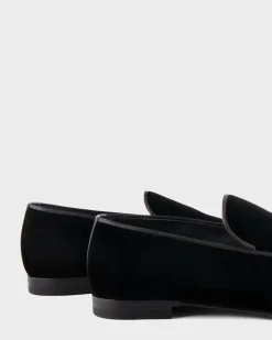 Lido Black Velvet Smoking Slippers