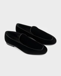 Lido Black Velvet Smoking Slippers